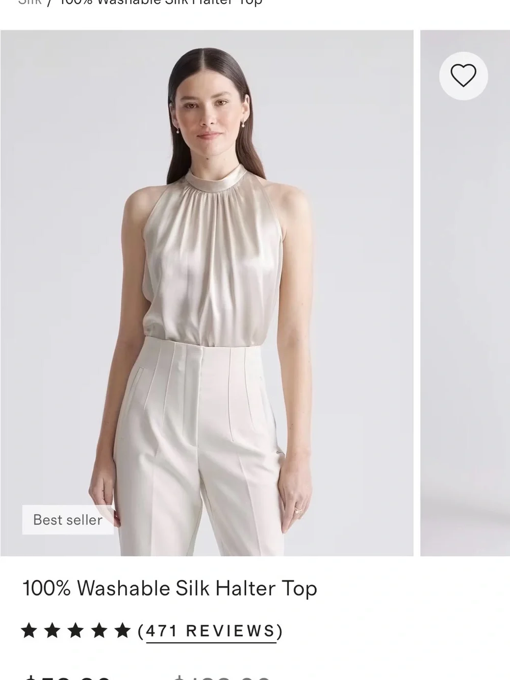 Quince washable Silk Halter Top in Champagne Soft Pink/Ivory Size Large - Picture 1 of 12